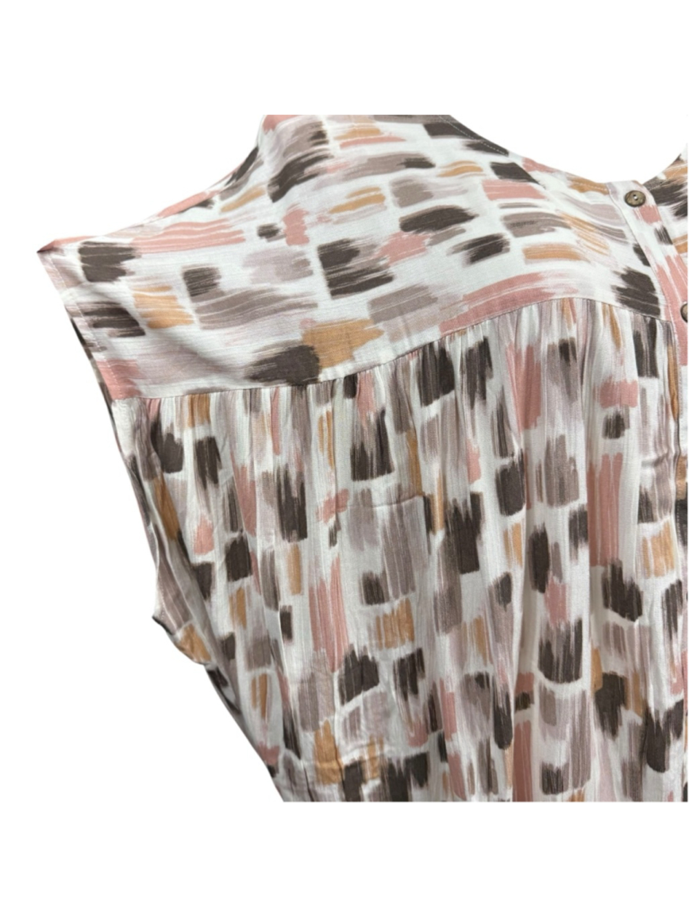 ODDI Abstract Brush Print Bubble Hem Blouse 3XL Boho Peasant Top NWT - Picture 4 of 9